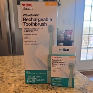CVS Health WaveSonic Rechargeable Toothbrush - Soft Blue